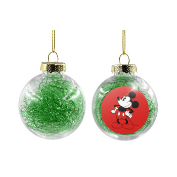 Mickey Classic, Χριστουγεννιάτικη μπάλα δένδρου διάφανη με πράσινο γέμισμα 8cm