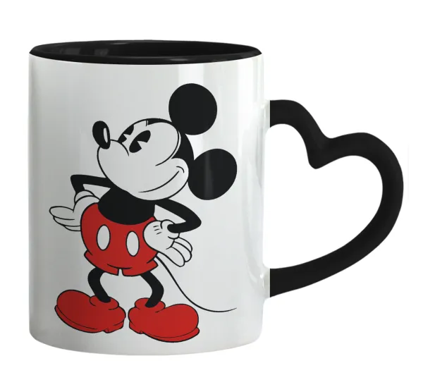 Mickey Classic — Mug heart black handle, ceramic, 330ml
