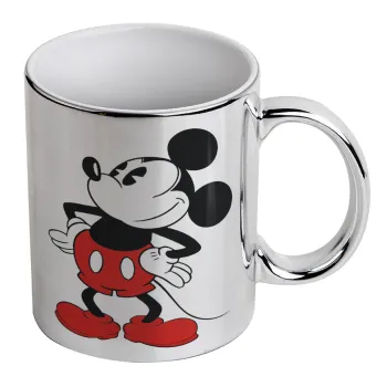 Mickey Classic, Mug ceramic, silver mirror, 330ml