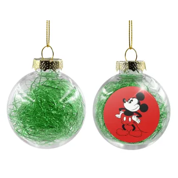 Mickey Classic, Transparent Christmas tree ball ornament with green filling 8cm