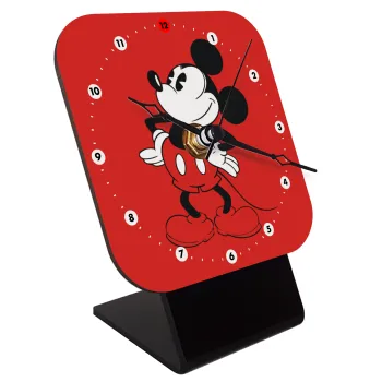 Mickey Classic, Επιτραπέζιο ρολόι ξύλινο με δείκτες (10cm)