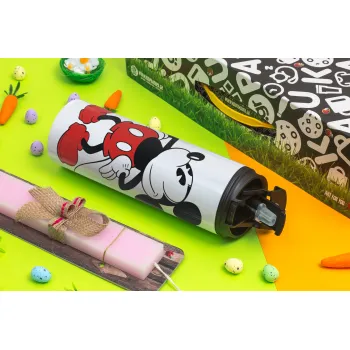 Mickey Classic, Πασχαλινή Λαμπάδα με Travel Tumbler θερμό με διπλό καπάκι (600ml, BPA free) & κερί αρωματικό πλακέ (30cm) (ΡΟΖ)