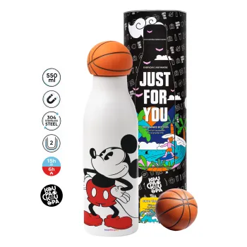 Mickey Classic, Μπάλα μπάσκετ μεταλλικό παγούρι θερμός, διπλού τοιχώματος, 550ml