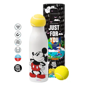 Mickey Classic, Μπάλα τένις μεταλλικό παγούρι θερμός, διπλού τοιχώματος, 550ml