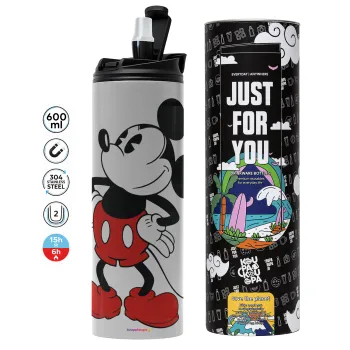 Mickey Classic, Tumbler ποτήρι θερμό ΓΚΡΙ από ανοξείδωτο ατσάλι 600ml