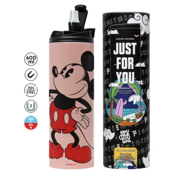Mickey Classic, Tumbler ποτήρι θερμό ΡΟΖ από ανοξείδωτο ατσάλι 600ml