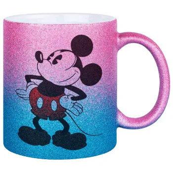 Mickey Classic, Κούπα Χρυσή/Μπλε Glitter, κεραμική, 330ml