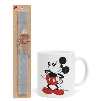 Mickey Classic, Πασχαλινή Λαμπάδα με Κούπα κεραμική (330ml) & κερί αρωματικό πλακέ (30cm) (ΓΚΡΙ)