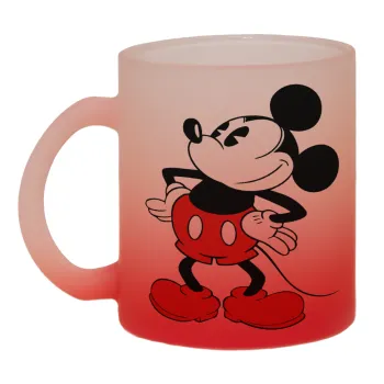 Mickey Classic, Κούπα γυάλινη δίχρωμη με βάση το κόκκινο ματ, 330ml