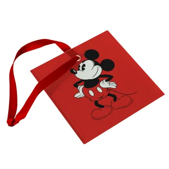 Mickey Classic, Christmas ornament, glass square ornament 9x9cm
