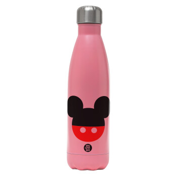 Mickey head, Metal mug thermos Pink Mat (Stainless steel), double wall, 500ml