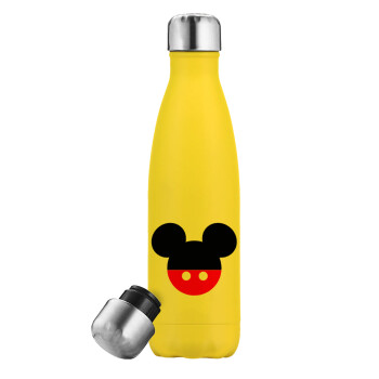 Mickey head, Μεταλλικό παγούρι θερμός Κίτρινος (Stainless steel), διπλού τοιχώματος, 500ml