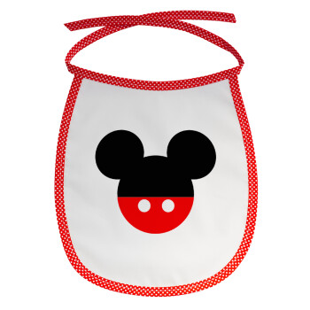 Mickey head, Σαλιάρα μωρού αλέκιαστη με κορδόνι Κόκκινη