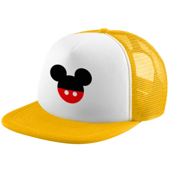 Mickey head, Καπέλο Soft Trucker με Δίχτυ Κίτρινο/White 