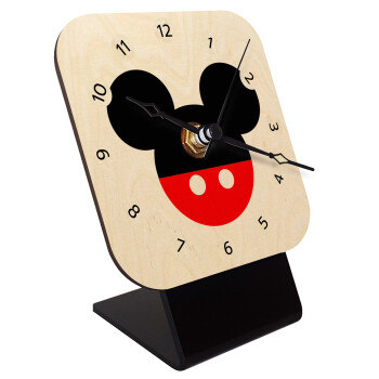 Mickey head, Quartz Table clock in natural wood (10cm)