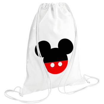 Mickey head, Τσάντα πλάτης πουγκί GYMBAG λευκή (28x40cm)