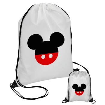 Mickey head, Τσάντα πουγκί με μαύρα κορδόνια (1 τεμάχιο)