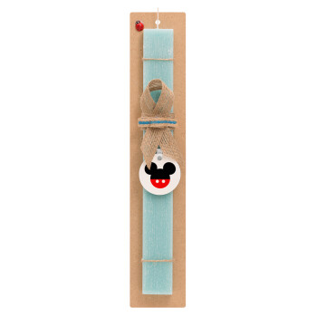 Mickey head, Easter Set, wooden keychain & aromatic flat Easter candle (30cm) (TURQUOISE)