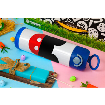 Mickey head, Easter candle, Childrens hot water bottle, stainless steel, with safety straw, BLUE (500ml)