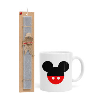Mickey head, Easter Set, Ceramic Cup (330ml) & Easter aromatic flat candle (30cm) (GRAY)