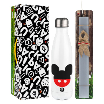 Mickey head, Easter candle, metallic white thermos bottle (500ml) & aromatic flat candle (30cm) (GRAY)
