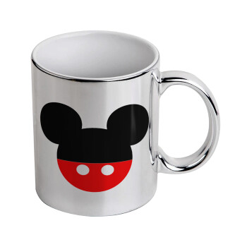 Mickey head, Mug ceramic, silver mirror, 330ml