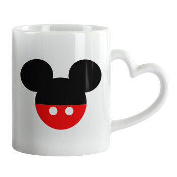 Mickey head, Mug heart handle, ceramic, 330ml