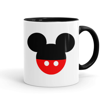 Mickey head, Κούπα χρωματιστή μαύρη, κεραμική, 330ml