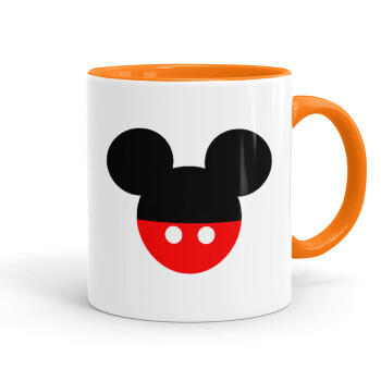 Mickey head, Κούπα χρωματιστή πορτοκαλί, κεραμική, 330ml