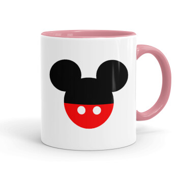 Mickey head, Κούπα χρωματιστή ροζ, κεραμική, 330ml