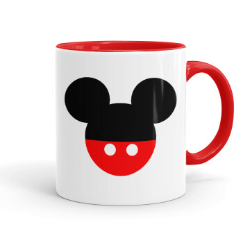 Mickey head, Κούπα χρωματιστή κόκκινη, κεραμική, 330ml