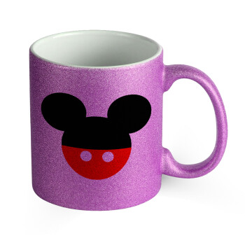 Mickey head, Κούπα Μωβ Glitter που γυαλίζει, κεραμική, 330ml