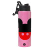 Metallic water bottle with safety lid, 850ml aluminum