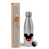 Easter Set, metallic Inox water bottle (750ml) & aromatic flat Easter candle (30cm) (GRAY)