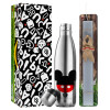 Easter Set, metallic stainless thermos flask (500ml) & scented flat Easter candle (30cm) (GRAY)