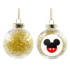 Transparent Christmas tree ball ornament with gold filling 8cm