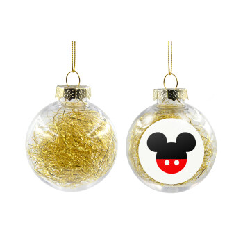 Mickey head, Χριστουγεννιάτικη μπάλα δένδρου διάφανη με χρυσό γέμισμα 8cm