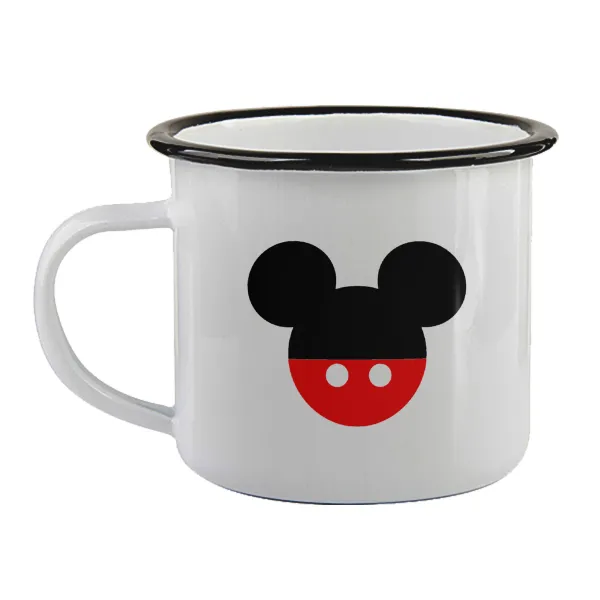 Mickey head — Enamel mug with black rim, 360ml