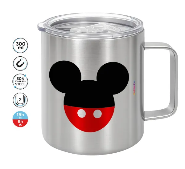 Mickey head — Double-walled stainless steel mug 300ml with temperature-retaining lid
