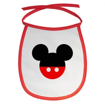 Mickey head, Σαλιάρα μωρού αλέκιαστη με κορδόνι Κόκκινη