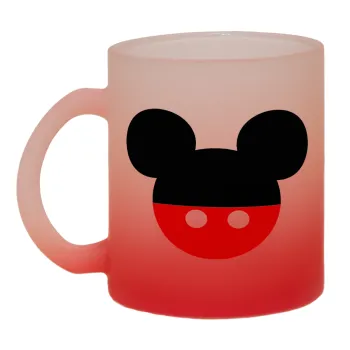 Mickey head, Κούπα γυάλινη δίχρωμη με βάση το κόκκινο ματ, 330ml