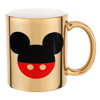 Mickey head, Κούπα κεραμική, χρυσή καθρέπτης, 330ml