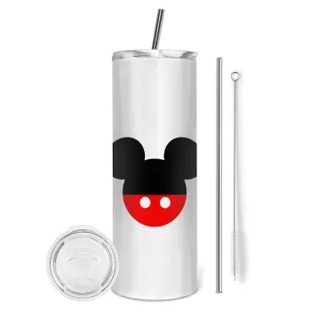 Mickey head, Tumbler ποτήρι θερμό από ανοξείδωτο ατσάλι 600ml, με μεταλλικό καλαμάκι & βούρτσα καθαρισμού