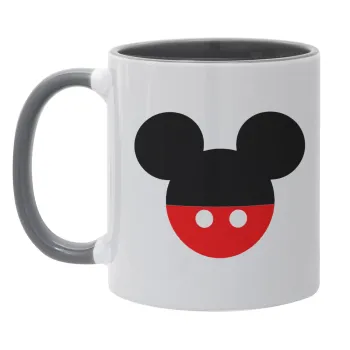 Mickey head, Κούπα χρωματιστή γκρι, κεραμική, 330ml