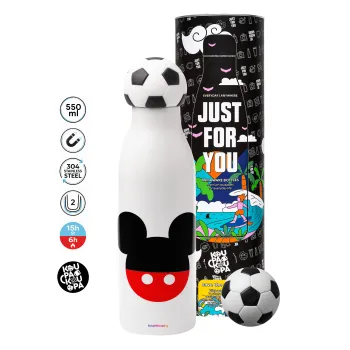 Mickey head, Μπάλα ποδοσφαίρου μεταλλικό παγούρι θερμός, διπλού τοιχώματος, 550ml