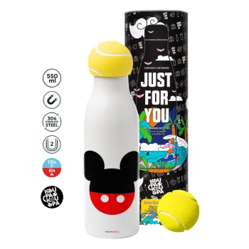 Mickey head, Μπάλα τένις μεταλλικό παγούρι θερμός, διπλού τοιχώματος, 550ml