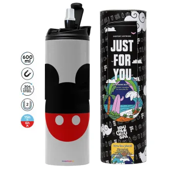 Mickey head, Tumbler ποτήρι θερμό ΓΚΡΙ από ανοξείδωτο ατσάλι 600ml