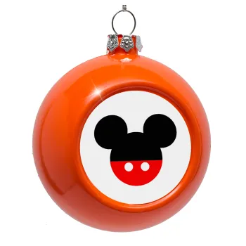 Mickey head, Orange Christmas tree ornament bauble 8cm