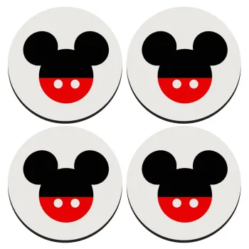 Mickey head, ΣΕΤ 4 Σουβέρ ξύλινα στρογγυλά (9cm)