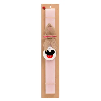 Mickey head, Easter Set, wooden keychain & scented flat Easter candle (30cm) (PINK)